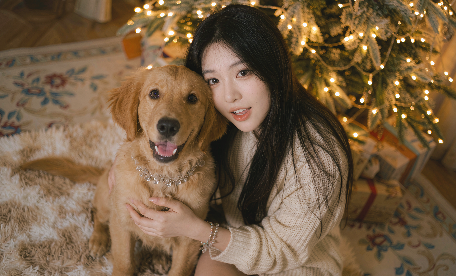 Christmas moment with pet