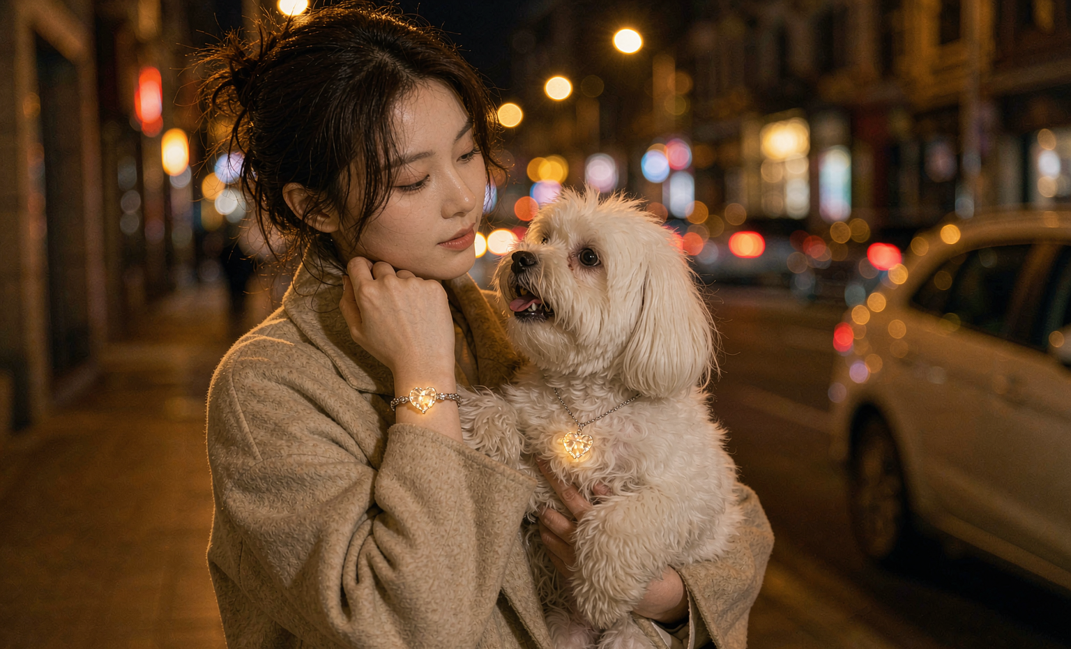 City night walk with pet